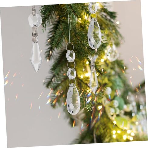 Kisangel 48 Pcs Crystal Hanging Pendant Accessories for Chandeliers Wedding Decor Lamp Replacement Parts Chandelier Crystals Easy to Install in Saudi Arabia