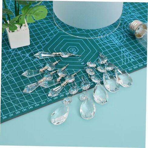 Kisangel 48 Pcs Crystal Hanging Pendant Accessories for Chandeliers Wedding Decor Lamp Replacement Parts Chandelier Crystals Easy to Install in Saudi Arabia