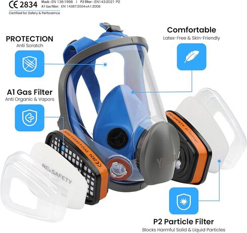 Reusable Respirator Mask with A1 & P2 Filters for Dust,Gas,Painting, Woodworking, Sanding, Construction,Clearning in Saudi Arabia