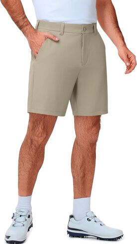 PULI Men's 7" Inseam Hybrid Golf Shorts Stretch Lightweight Regular Fit Flat Front Casual with Secure Zip Pockets in Saudi Arabia