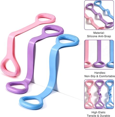Figure 8 Resistance Band, 3pc Arm Back Shoulder Exercise Bands, Elastic Rope Stretch Fitness Band for Chest Expander, Yoga, Gym Fitness Pulling Rope in Saudi Arabia