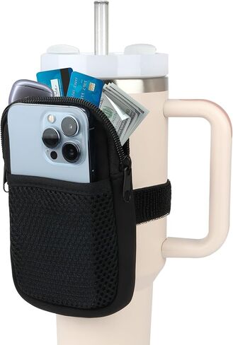 Yes!Fresh Water Bottle Pouch for Stanley Cup, Stanley Cup Accessories 40oz with Spacious Opening Mesh Pocket Fit for Most Mobiles,Gym Accessories Slip Proof Elastic Armband Water Bottle Pouch in Saudi Arabia