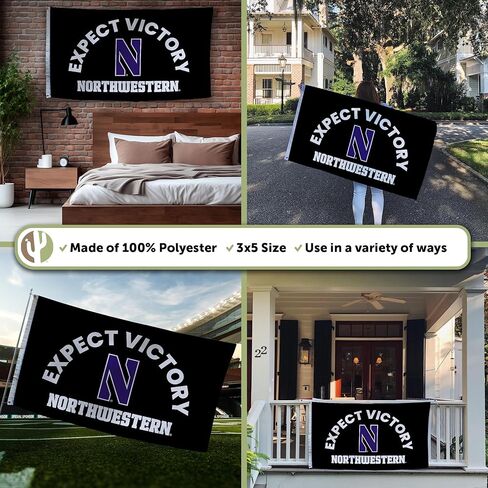 Desert Cactus Northwestern University Flag - 3 x 5 Feet NU Wildcats Banner, Indoor/Outdoor Durable Fabric Display (Style H) in Saudi Arabia