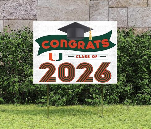 لافتة ساحة التخرج من KH Sports Fan Miami Hurricanes فئة 2026، 18x24 in Saudi Arabia