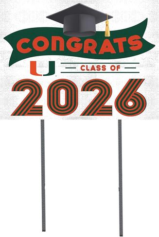 لافتة ساحة التخرج من KH Sports Fan Miami Hurricanes فئة 2026، 18x24 in Saudi Arabia