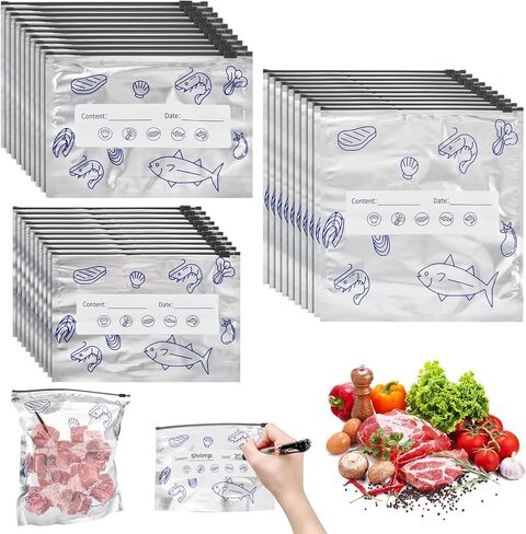 30PCS Reusable Aluminum Foil Storage Bags (3 Sizes), Stand-Up Zip Seal Food Storage Pouches with Label Area, Reusable Freezer Bags for Meat Snacks & Pantry Items | Reusable foil bags, 30-pack, 3 sizes, Stand-up bottom, Write-on label area, Resealable zip  in Kuwait