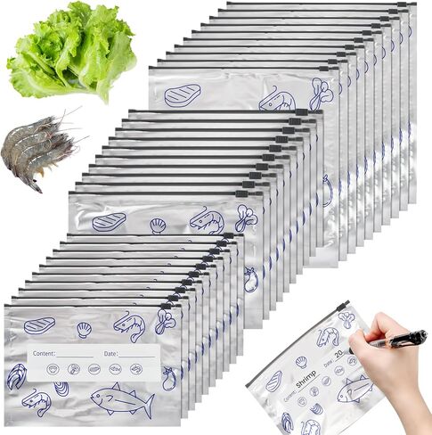 30PCS Reusable Aluminum Foil Storage Bags (3 Sizes), Stand-Up Zip Seal Food Storage Pouches with Label Area, Reusable Freezer Bags for Meat Snacks & Pantry Items | Reusable foil bags, 30-pack, 3 sizes, Stand-up bottom, Write-on label area, Resealable zip  in Kuwait
