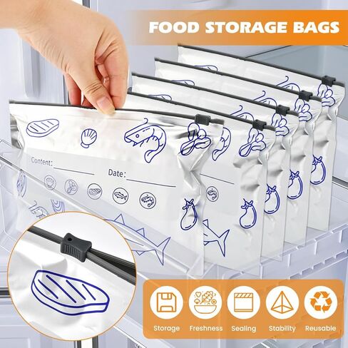 30PCS Reusable Aluminum Foil Storage Bags (3 Sizes), Stand-Up Zip Seal Food Storage Pouches with Label Area, Reusable Freezer Bags for Meat Snacks & Pantry Items | Reusable foil bags, 30-pack, 3 sizes, Stand-up bottom, Write-on label area, Resealable zip  in Kuwait