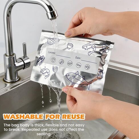30PCS Reusable Aluminum Foil Storage Bags (3 Sizes), Stand-Up Zip Seal Food Storage Pouches with Label Area, Reusable Freezer Bags for Meat Snacks & Pantry Items | Reusable foil bags, 30-pack, 3 sizes, Stand-up bottom, Write-on label area, Resealable zip  in Kuwait