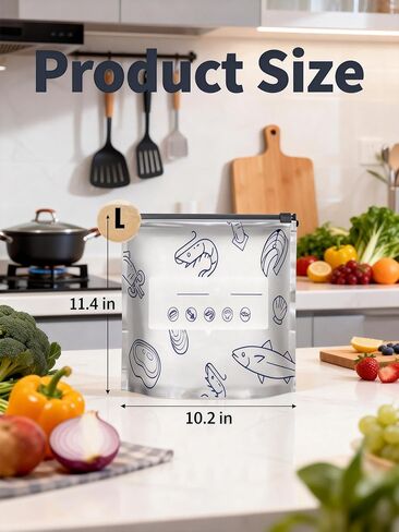 2026 New Large Reusable Aluminum Foil Sealable Storage Bags 20 Pcs, Vacuum Zip Lock Freezer Bags for Food, Stand Up Aluminum Foil Bags with Label for Meat Vegetable Fruit (11.41"*10.23") in Saudi Arabia