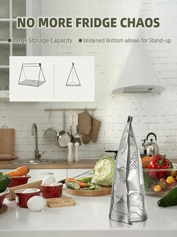 2026 New Large Reusable Aluminum Foil Sealable Storage Bags 20 Pcs, Vacuum Zip Lock Freezer Bags for Food, Stand Up Aluminum Foil Bags with Label for Meat Vegetable Fruit (11.41"*10.23") in Saudi Arabia