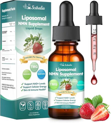 NMN Supplement Liquid Drops، 4 في 1 NMN Beta 1000mg w. كيرسيتين TMG ريسفيراترول للطاقة المضادة للشيخوخة ودعم المناعة، بديل NMNH عالي الامتصاص للنساء والرجال in Kuwait