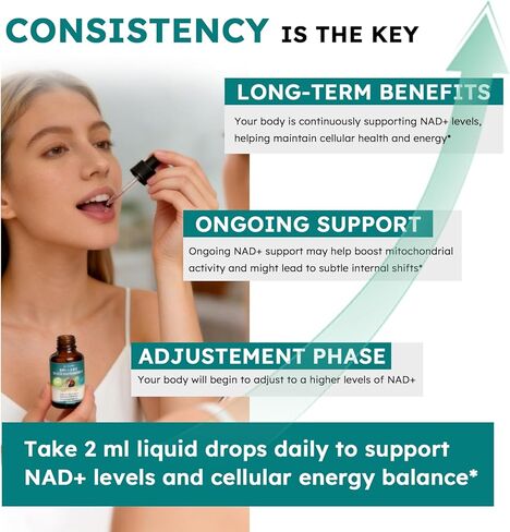 NMN Supplement Liquid Drops، 4 في 1 NMN Beta 1000mg w. كيرسيتين TMG ريسفيراترول للطاقة المضادة للشيخوخة ودعم المناعة، بديل NMNH عالي الامتصاص للنساء والرجال in Kuwait