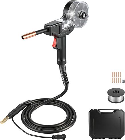 VEVOR 130Amp Spool Gun with 10FT Cable, Replacement for Lincoln Magnum 100SG K2532-1 - with 11PCS Mig Welding Contact Tips, ER4043 0.035" Aluminum Mig Welding Wire & Toolbox in Saudi Arabia