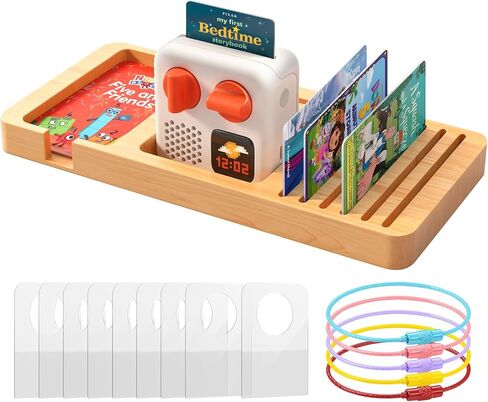 RIBOTS Wooden Card Holder for Yoto: Card Storage Accessories for Yoto Player 3rd Gen. - 1 Charger Holder & 13 Card Slots - 5 Keyrings & 40 PVC Self-Adhesive Tabs for Kids 6-12 in Saudi Arabia