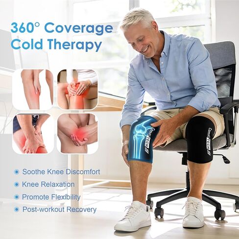 ComfiTECH 2 Pack Knee Ice Pack Wraps, Elbow Calf Brace Flexible Reusable Gel Cold Compression Sleeve for Soothing Meniscus Tear and ACL Discomfort, Muscle Relaxation, Sports Recovery, Medium in Saudi Arabia