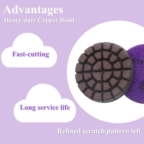 3’’ Concrete Polishing Pucks for Concrete Terrazzo, Hybrid Transitional Diamond Polishing Pads, HD Copper Disc, 200#, 9PCS in Saudi Arabia