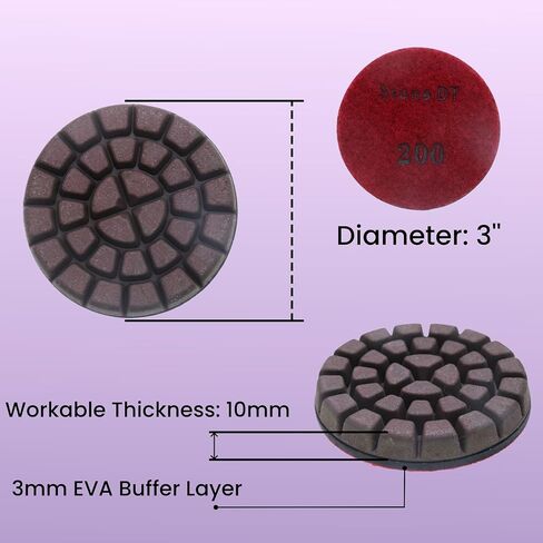 3’’ Concrete Polishing Pucks for Concrete Terrazzo, Hybrid Transitional Diamond Polishing Pads, HD Copper Disc, 200#, 9PCS in Saudi Arabia
