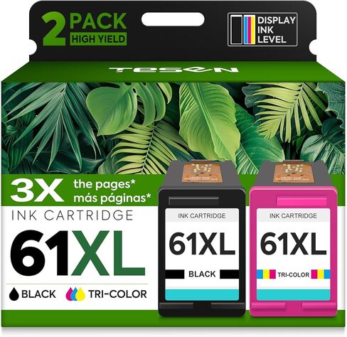 61XL Ink Cartridges Replacement for HP 61 XL Color Ink Cartridge HP61 61XL Works with HP Envy 5530 4500 4502 5535 Deskjet 2540 2541 3050 3510 1510 OfficeJet 4630 4632 Printer (Tri-Color, 2-Pack) in Saudi Arabia