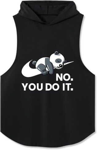 Men's Workout Hooded Tank Tops Sleeveless Gym Hoodies Bodybuilding Muscle Shirts-NO. You DO IT.Panda Hooded Tank in Saudi Arabia