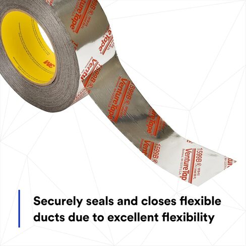 شريط 3M Venture Tape UL181B-FX من مادة البولي بروبيلين 1599B، فضي، 48 مم × 109.7 م، 3 مل (عبوة من قطعة واحدة) in Kuwait