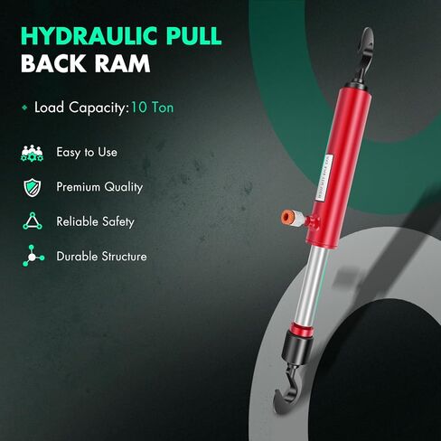 SCITOO 26" Long 10 Ton Hydraulic Pull Back Ram for Porta Power Frame Machine Puller Body Shop Frame Tools Rotating Hook for Power Frame Machine auto Body Tools Hydraulic ram Red in Saudi Arabia