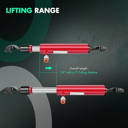 SCITOO 26" Long 10 Ton Hydraulic Pull Back Ram for Porta Power Frame Machine Puller Body Shop Frame Tools Rotating Hook for Power Frame Machine auto Body Tools Hydraulic ram Red in Saudi Arabia