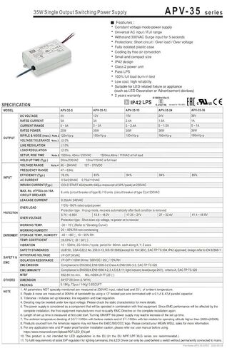 APV-35-5 5V / 5A تصميم الجهد المستمر 25W إخراج واحد LED تحويل التيار الكهربائي in Saudi Arabia