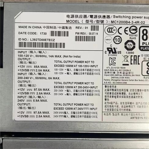 1pc MC1200B4-3-4R-02 Switching Power Supply 12V 1200W for Server PSU 80Plus Platinum in Saudi Arabia