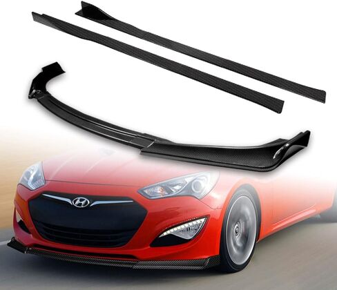 Q1-TECH, 9-Piece Front Bumper Lip & Side Skirt Extensions Diffuser Compatible with 2013 2014 2015 2016 Hyundai Genesis Coupe, Front Bumper Lip Spoiler Air Chin Body Splitter ABS (Matt Black) in Saudi Arabia