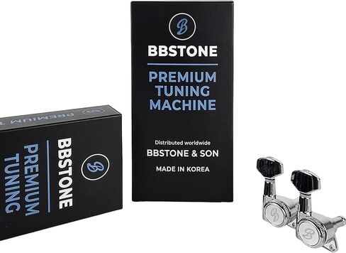 BBSTONE Korean Made Vintage Style Locking Guitar Tuners, Chrome, 3+3 Configuration, 16:1 Ratio, Tulip Keys for Les Paul Style Electric or Acoustic Guitar in Saudi Arabia