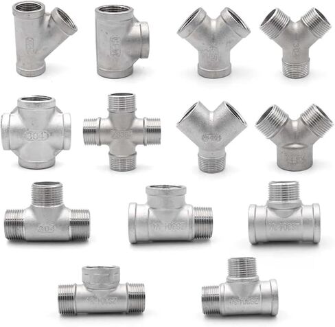 1pc 1/4 "1/2" 3/4 "1"1-1/2" 2 "304 Stainless Steel Male Female pipe fittings Four-way/three-way type/BSPT Pipe Connector(Green,1/2") in Kuwait