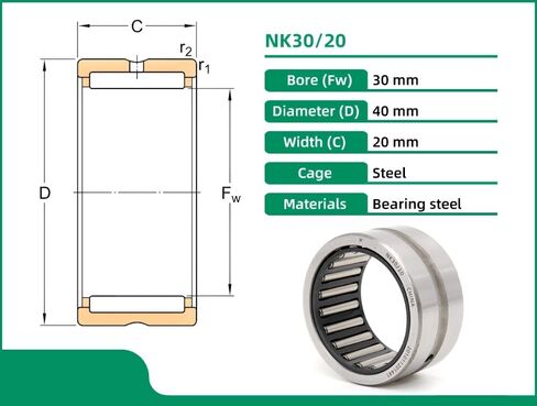 1PCS NK30/20 NK304020 30x40x20 Needle Roller Bearings with Machined Rings Without an Inner Ring in Saudi Arabia