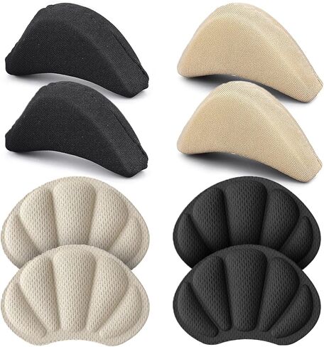 8 Pcs Shoe Fillers & Heel Pads for Loose or Too Big Shoes Comfort Insoles for Women and Men Toe Cushions & Heel Grips for Heels, Sneakers, Boots Comfort (Black+Apricot) in Kuwait