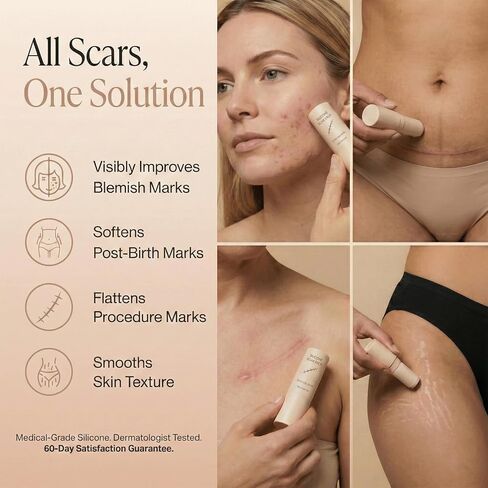 Scar Stick, Suitable for Old Scars, Acne Marks, and Stretch Marks,Formula Infused with Centella Asiatica Extracts and Vitamin E Soothes, Repairs and Forms Protective (1PCS) in Saudi Arabia