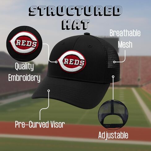 Officially Licensed Cincinnati Baseball MVP Black Mesh Trucker Hat Classic Adjustable Primary Home Team Logo Embroidered Baseball Sports Ball Cap in Saudi Arabia