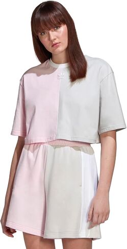 adidas Women's Cropped Short Sleeve Tee, Clear Pink in Saudi Arabia