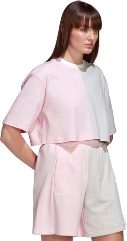 adidas Women's Cropped Short Sleeve Tee, Clear Pink in Saudi Arabia