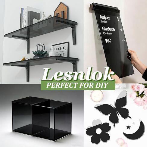 Lesnlok Black Transparent Acrylic Sheet 1/4 inch Thick 6mm 1 Pieces 8 x 12 Cast Plexiglass Sheet for Sign,Craft,Painting,Laser Cutting (1, 8 x 12 x 1/4) in Saudi Arabia