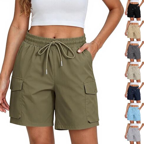 Women Cargo Shorts Outdoor Bermuda Shorts Quick Dry Hiking Short Summer Casual Drawstring Athletic Golf Short in Saudi Arabia