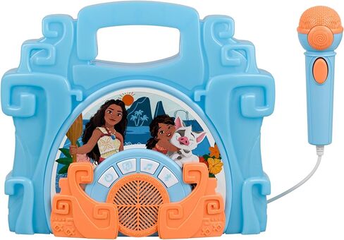 eKids Disney Moana Sing Along Boom box Speaker with Microphone For Fans of Moana Toys, Kids Karaoke Machine with Built in Music and Flashing Lights in Kuwait