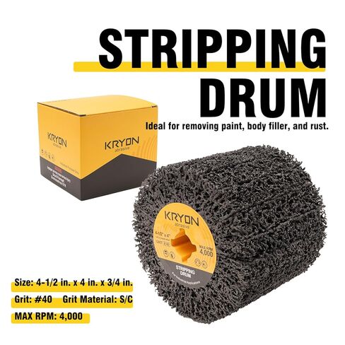 KRYON 4-1/2" x 4" Stripping Drum, Black Cleaner Abrasive Drum for Burnishing Polishing Machine, Rust Paint Oxidation Removal, Stainless Steel Finishing, Surface Conditioning Wheel in Saudi Arabia