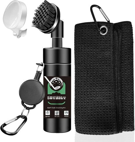 Golf Towel and Brush Set, Premium Golf Towel (15 x 14 inch) & Club Brush Cleaner with Retainer Clip and Squeeze Water Bottle, Essentials Golf Accessories for Men, Golf Gifts for Men in Saudi Arabia