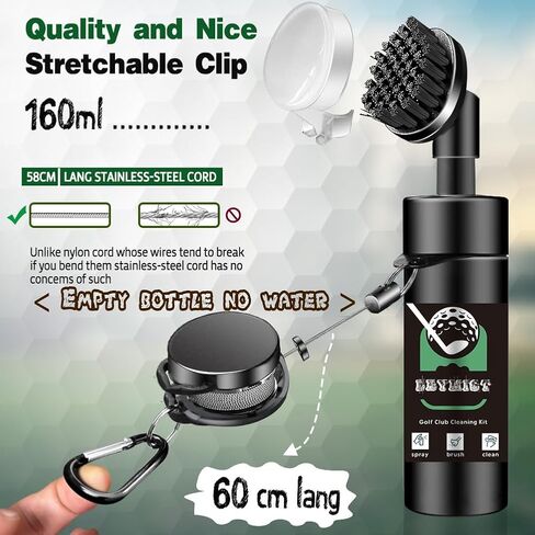 Golf Towel and Brush Set, Premium Golf Towel (15 x 14 inch) & Club Brush Cleaner with Retainer Clip and Squeeze Water Bottle, Essentials Golf Accessories for Men, Golf Gifts for Men in Saudi Arabia