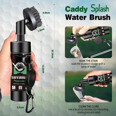Golf Towel and Brush Set, Premium Golf Towel (15 x 14 inch) & Club Brush Cleaner with Retainer Clip and Squeeze Water Bottle, Essentials Golf Accessories for Men, Golf Gifts for Men in Saudi Arabia