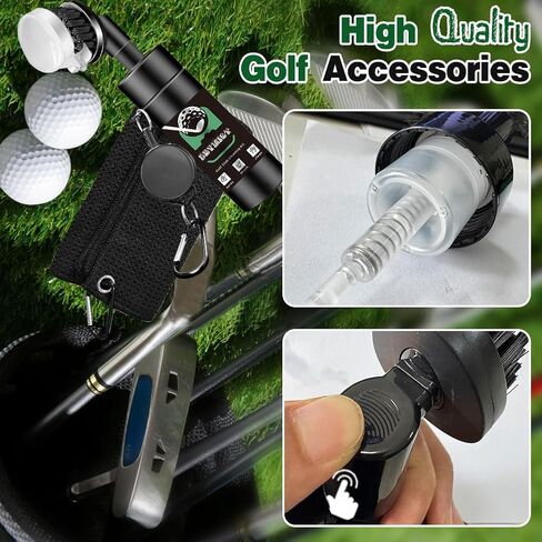 Golf Towel and Brush Set, Premium Golf Towel (15 x 14 inch) & Club Brush Cleaner with Retainer Clip and Squeeze Water Bottle, Essentials Golf Accessories for Men, Golf Gifts for Men in Saudi Arabia
