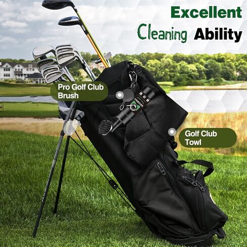 Golf Towel and Brush Set, Premium Golf Towel (15 x 14 inch) & Club Brush Cleaner with Retainer Clip and Squeeze Water Bottle, Essentials Golf Accessories for Men, Golf Gifts for Men in Saudi Arabia