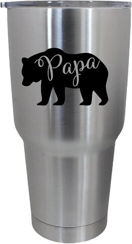 ملصق Epic Designs Papa Bear - ملصق كوب سفر من الفينيل الأسود - عرض 3.5 بوصة - يناسب 32 أونصة - ملصق كأس السفر الكرتوني الحديث in Kuwait