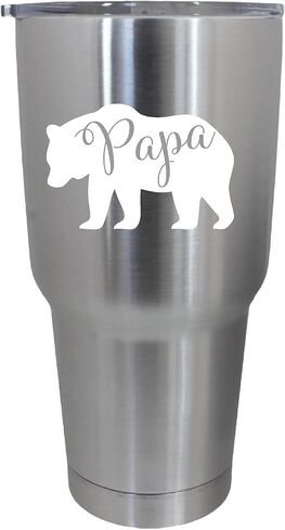 ملصق Epic Designs Papa Bear - ملصق كوب سفر من الفينيل الأسود - عرض 3.5 بوصة - يناسب 32 أونصة - ملصق كأس السفر الكرتوني الحديث in Kuwait