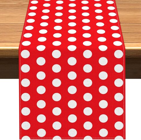 Vohado Red Polka Dot Table Runner Mouse Themed Birthday Party Decoration Kids Baby Shower Dining Room Home Kitchen Island Decor (Red, 13" x 72") in Saudi Arabia